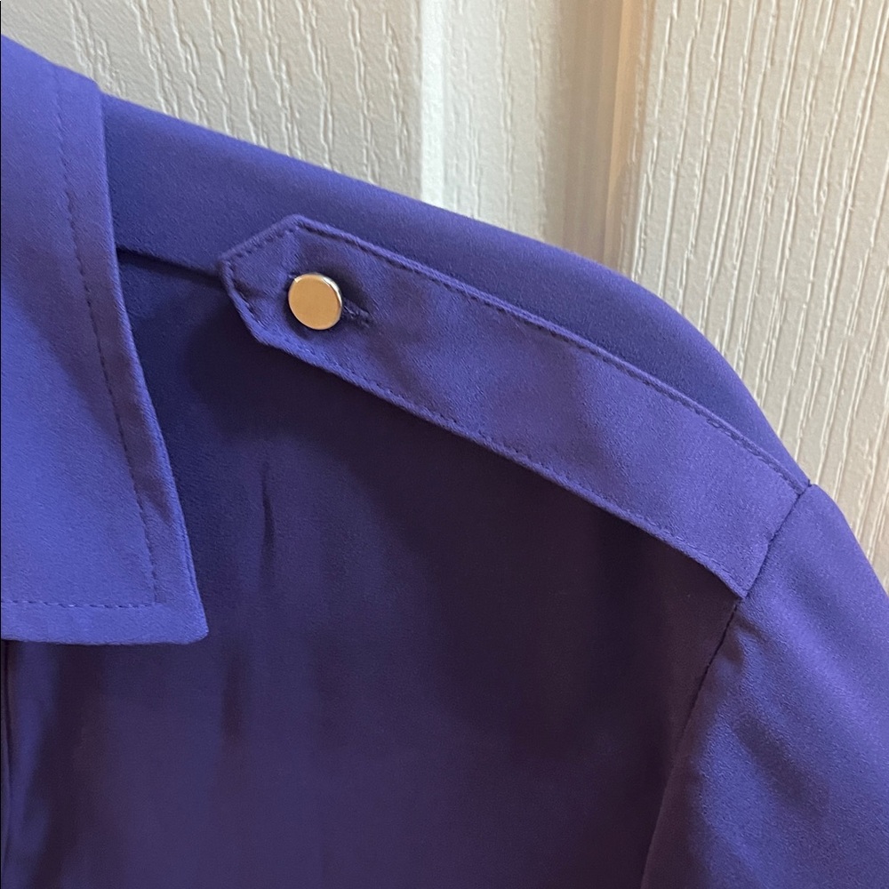 NWT New York & Co Purple Button-Up Blouse - Picture 3 of 8